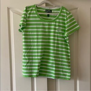 RALPH LAUREN Lime Green Striped Tee. Size XL